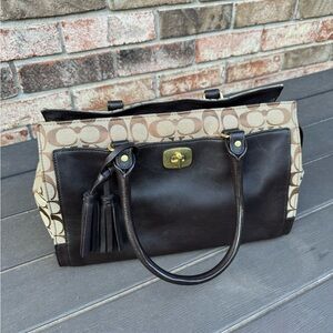 Vintage Coach Canvas Baguette Bag